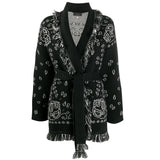 WQJGR High Quality Jacquard Cardigan Sweater Women Wool