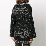 WQJGR High Quality Jacquard Cardigan Sweater Women Wool