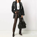 WQJGR High Quality Jacquard Cardigan Sweater Women Wool