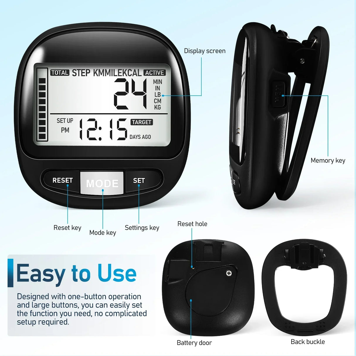 Walking 3D Pedometer Simple Step Counter Walking Distance