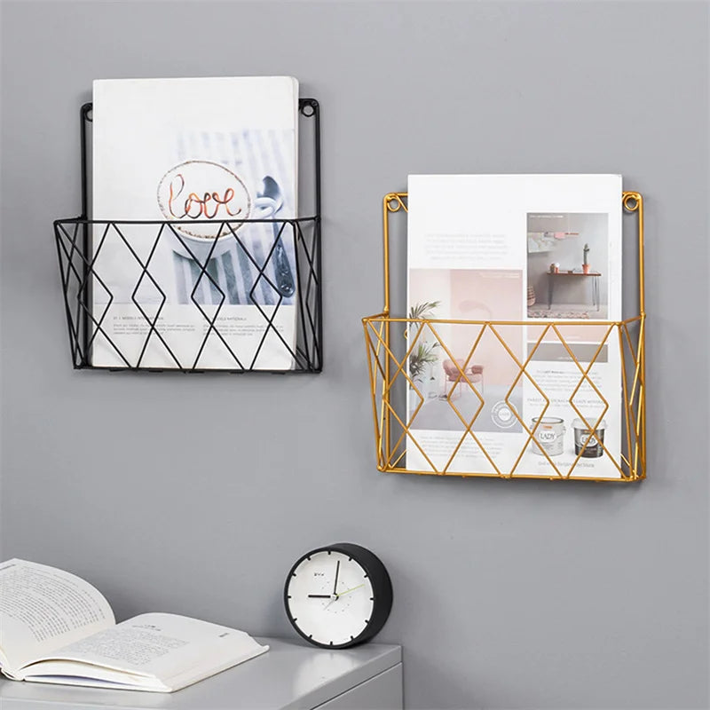 Wall Mounted Magazines Storage Rack Hollow Book Wall