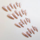 Wearable Silver Stripes Y2k False Nails Long Almond