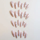 Wearable Silver Stripes Y2k False Nails Long Almond