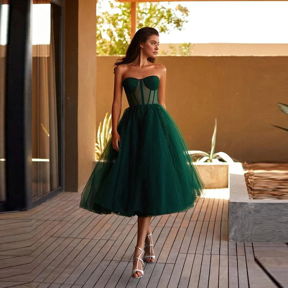 Weiyin AE0775 2024 Simple Green Tulle A Line