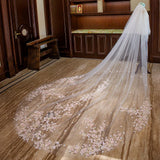 White Ivory Two Layer Lace Wedding Veil with