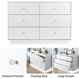 White LED 6 Drawer Dresser for Bedroom, Modern