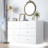 White LED 6 Drawer Dresser for Bedroom, Modern