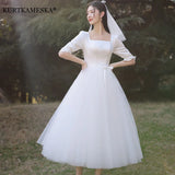 White Satin Wedding Dresses for Bride Formal Evening