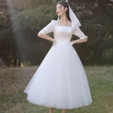 White Satin Wedding Dresses for Bride Formal Evening