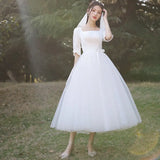 White Satin Wedding Dresses for Bride Formal Evening