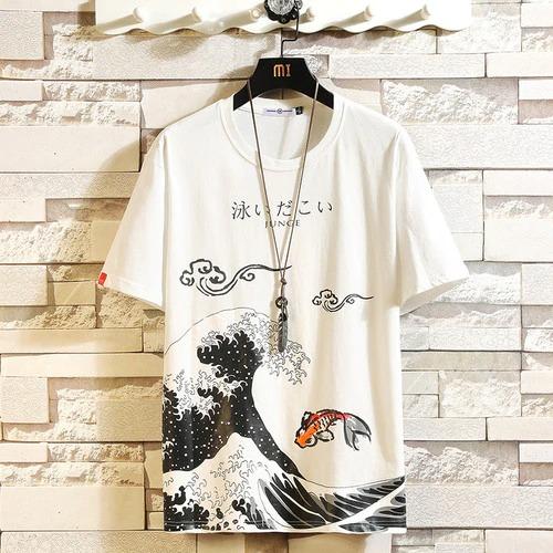White Men's Japanese Koi Tee