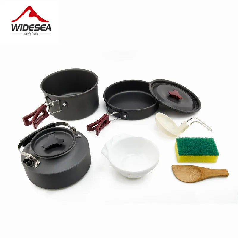 Widesea Camping Cookware Set Outdoor Pot Tableware Kit