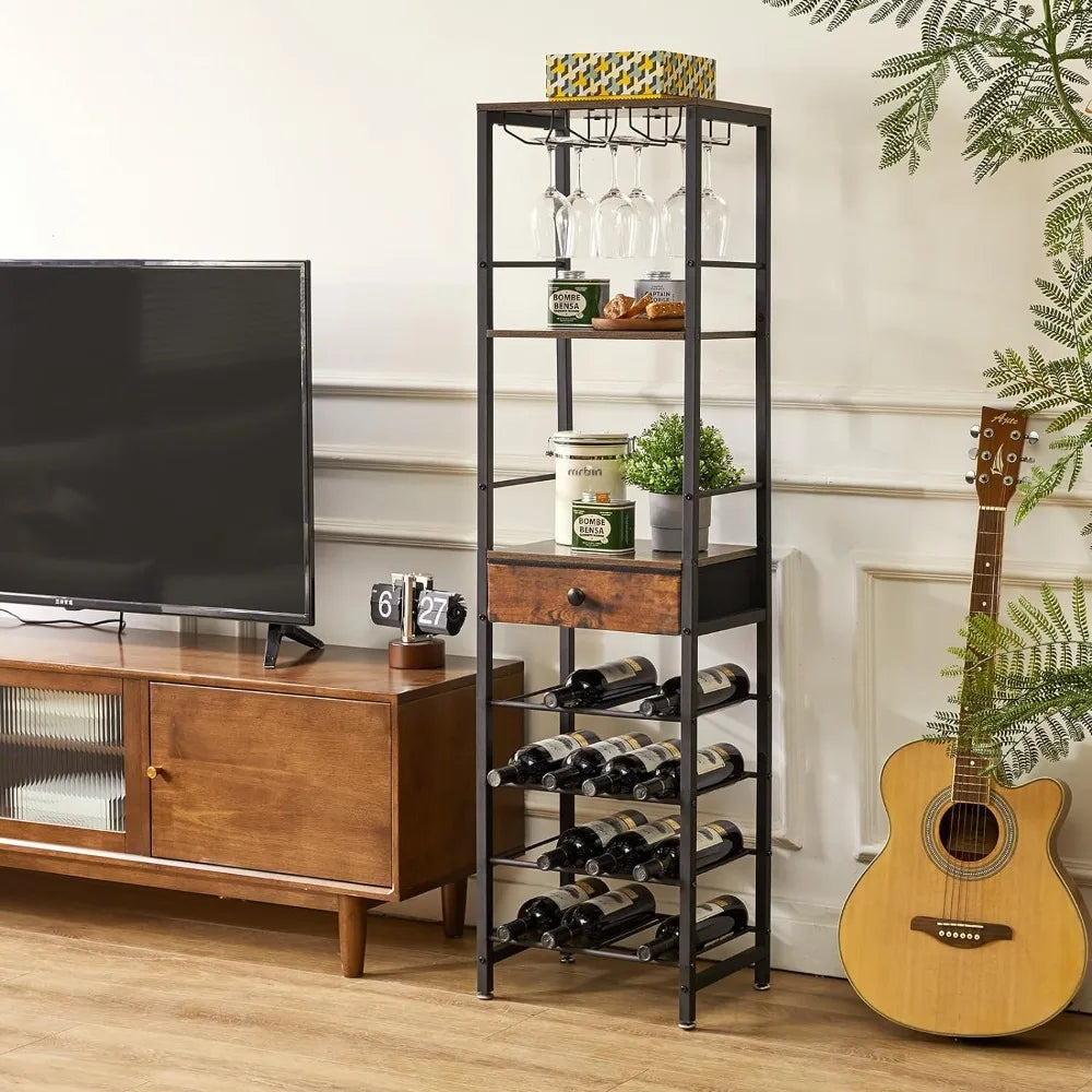 Wine Rack Freestanding Floor, Bar Cabinet for Liquor