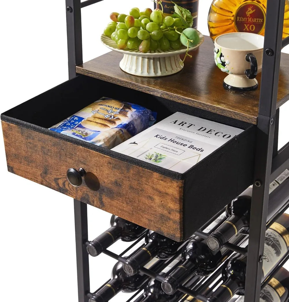 Wine Rack Freestanding Floor, Bar Cabinet for Liquor