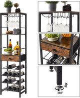 Wine Rack Freestanding Floor, Bar Cabinet for Liquor