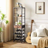 Wine Rack Freestanding Floor, Bar Cabinet for Liquor