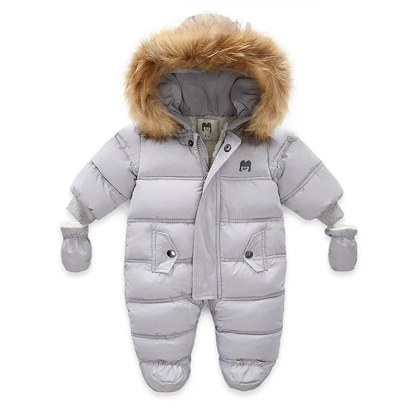 Winter Baby Jumpsuit Thick Warm Infant Hooded Inside