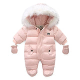 Winter Baby Jumpsuit Thick Warm Infant Hooded Inside