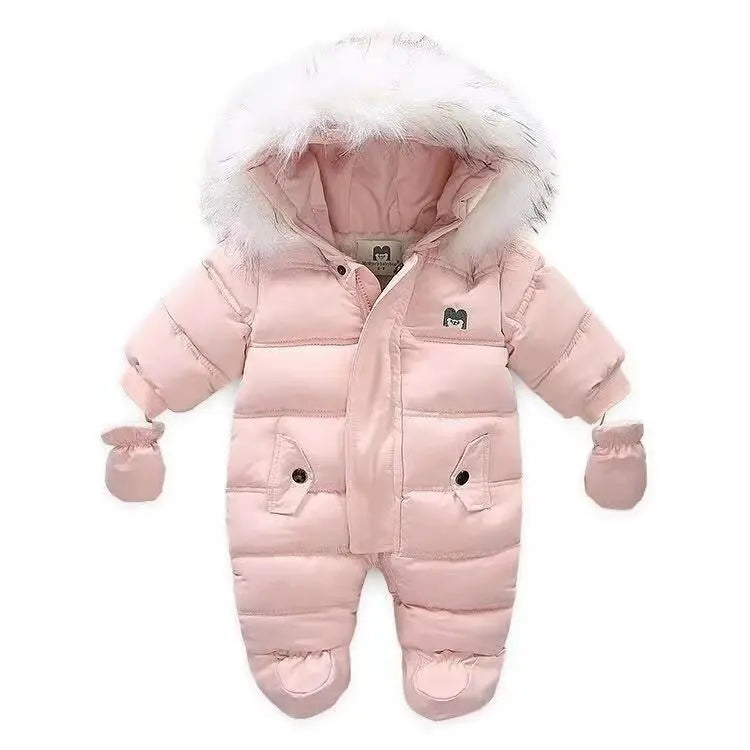 Winter Baby Jumpsuit Thick Warm Infant Hooded Inside
