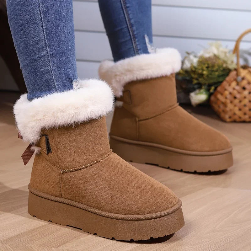 Winter Boots Fur Women's Snow Boots Lowtop Warm