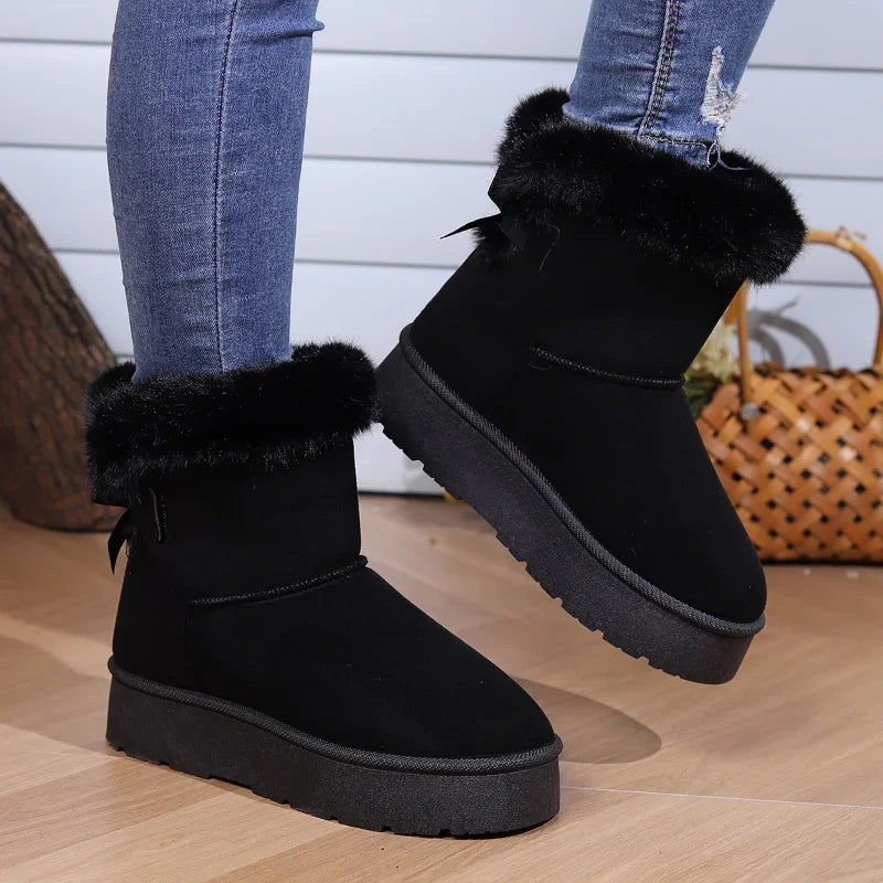 Winter Boots Fur Women's Snow Boots Lowtop Warm