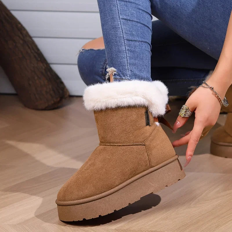 Winter Boots Fur Women's Snow Boots Lowtop Warm