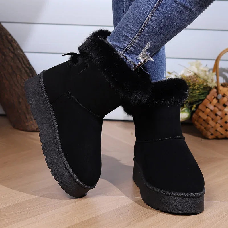 Winter Boots Fur Women's Snow Boots Lowtop Warm