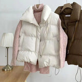 Winter Coat for Women Vests Stand Collar Sleeveless