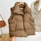Winter Coat for Women Vests Stand Collar Sleeveless
