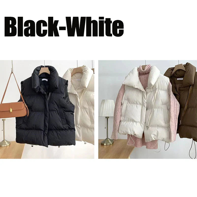 Winter Coat for Women Vests Stand Collar Sleeveless
