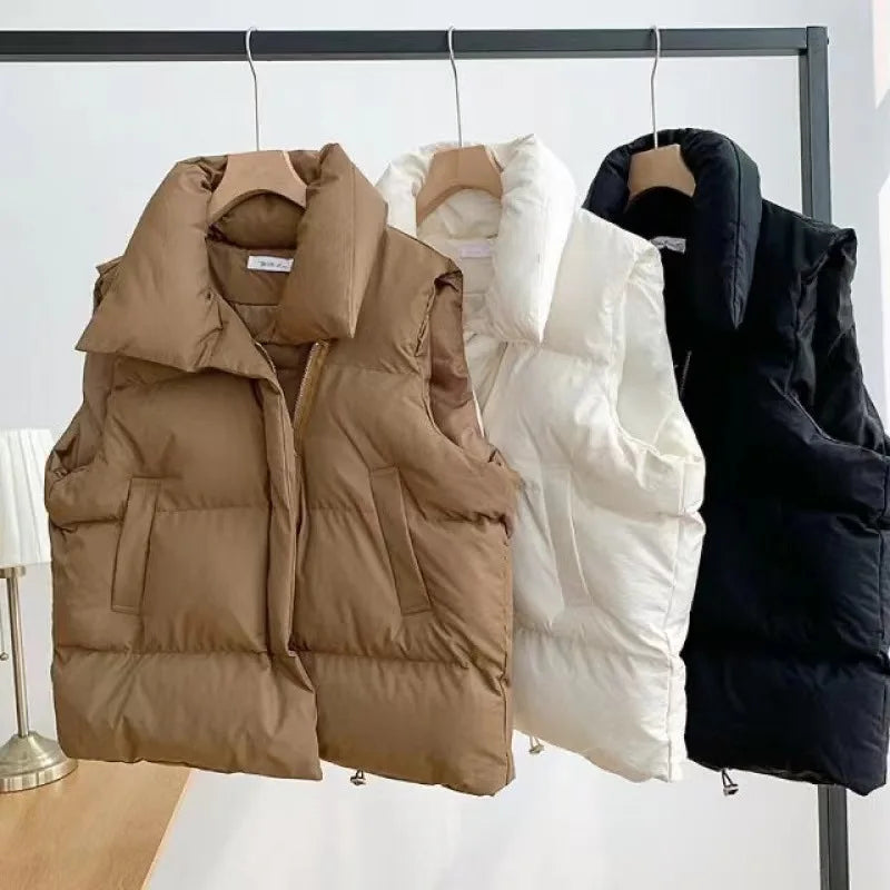 Winter Coat for Women Vests Stand Collar Sleeveless