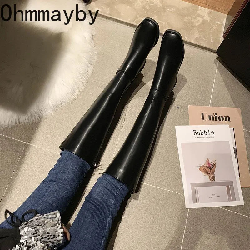 Winter Cotton Women Knee High Boots Fashion Zippers