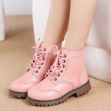 Winter Kids Boots Girl Leather Shoes Solid Fashion