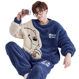 Winter Korean Men Pajamas Sets Adult Sleepwear Home