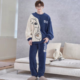 Winter Korean Men Pajamas Sets Adult Sleepwear Home