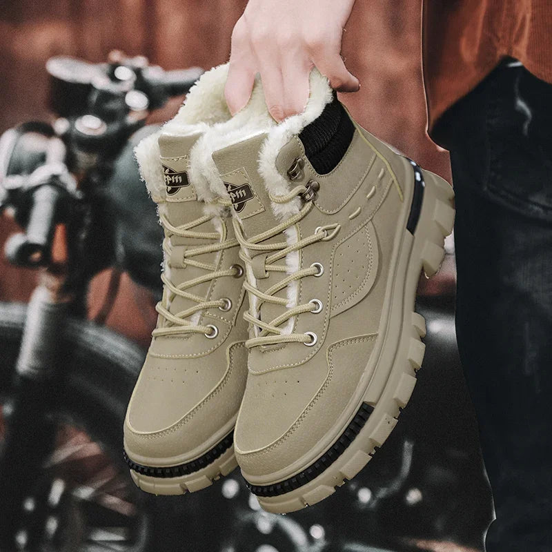 Winter Men Cotton Shoes Thick Sole Fashion Motorcycle