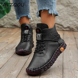 Winter Shoes Women Boots Leather Comfortable Soft Bottom