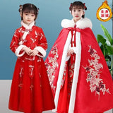 Winter Thicker Hanfu Kids Girls Chinese Ancient Fairy