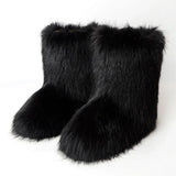 Winter Women Fluffy Faux Fox Fur Boots Woman