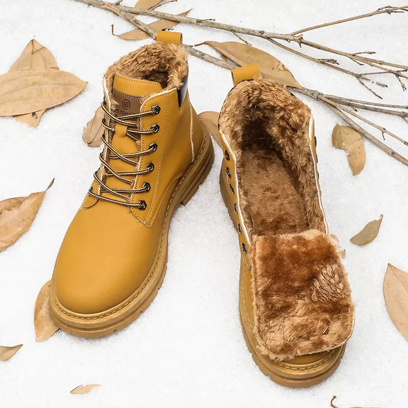 Winter plush and thick yellow boots for warm