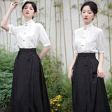 Woman Ming Dynasty Hanfu Horse Face Skirt Chinese