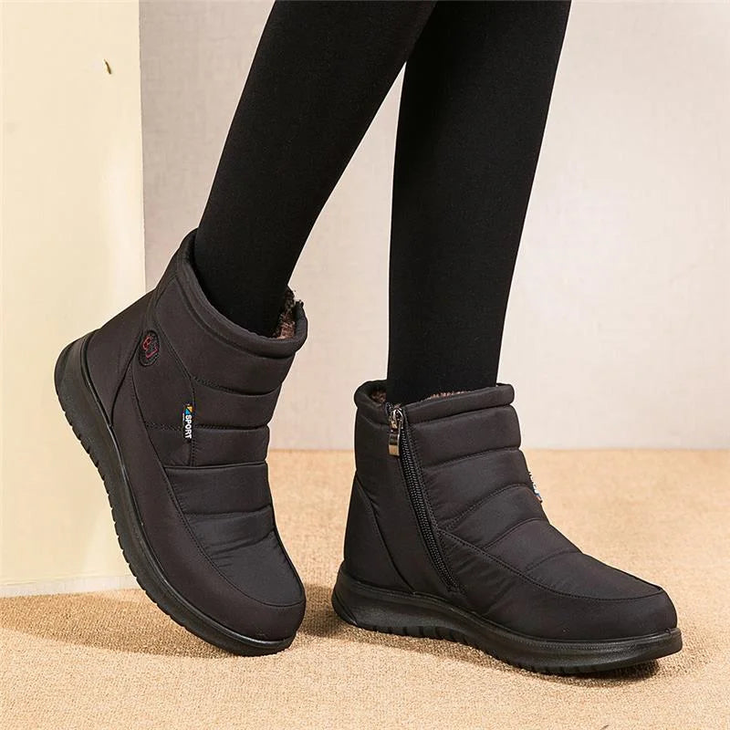 Women Boots Snow Fur Shoes Woman zipper Platform