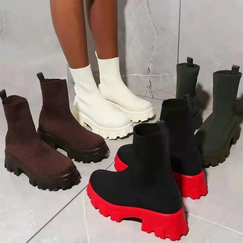 Women Boots White Platform Boots for Winter Autumn