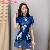 Women Chinese Style Retro Improved Temperament Printing Cheongsam