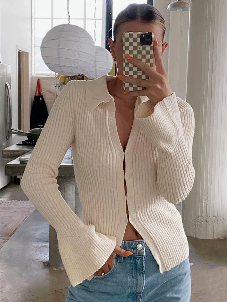 Women Fashion Knitted Cardigan Tops Solid Color Long