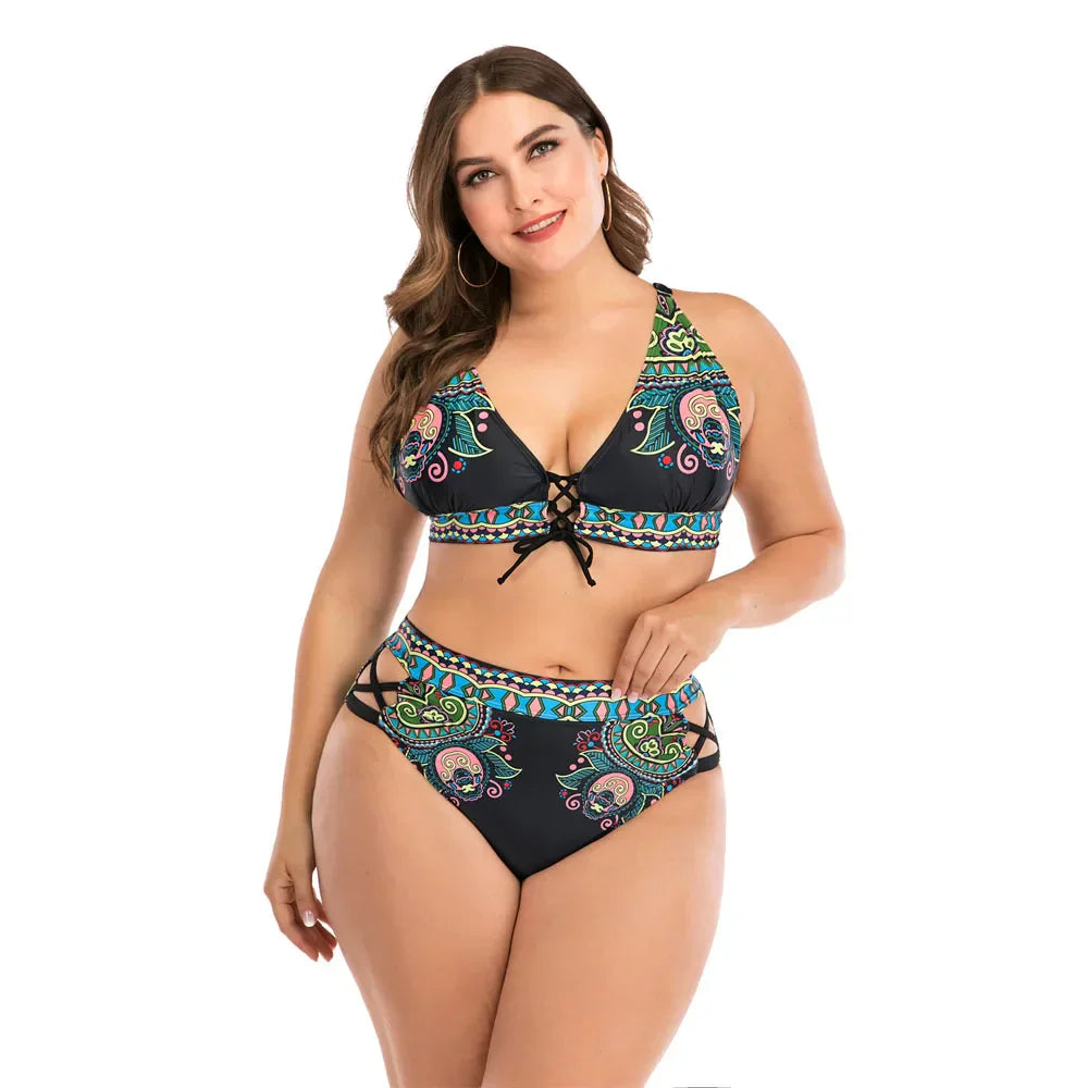 Women High Waist Bikinis set Swimsuit Plus size