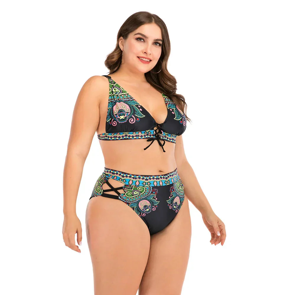 Women High Waist Bikinis set Swimsuit Plus size
