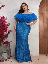 Women Party Dresses Plus Size Fashion Strapless Mesh