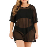 Women Sexy Sheer Coverup Dress Plus Size Seethrough