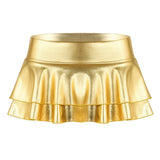 Women Shiny Metallic Low Rise Ruffled Pole Dance